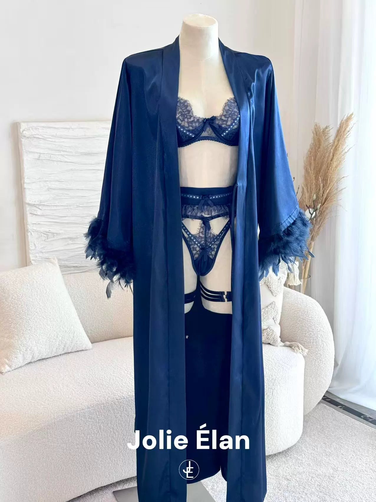 JolieElan · Addicted · Sexy mesh stitching lace perspective premium French underwear set