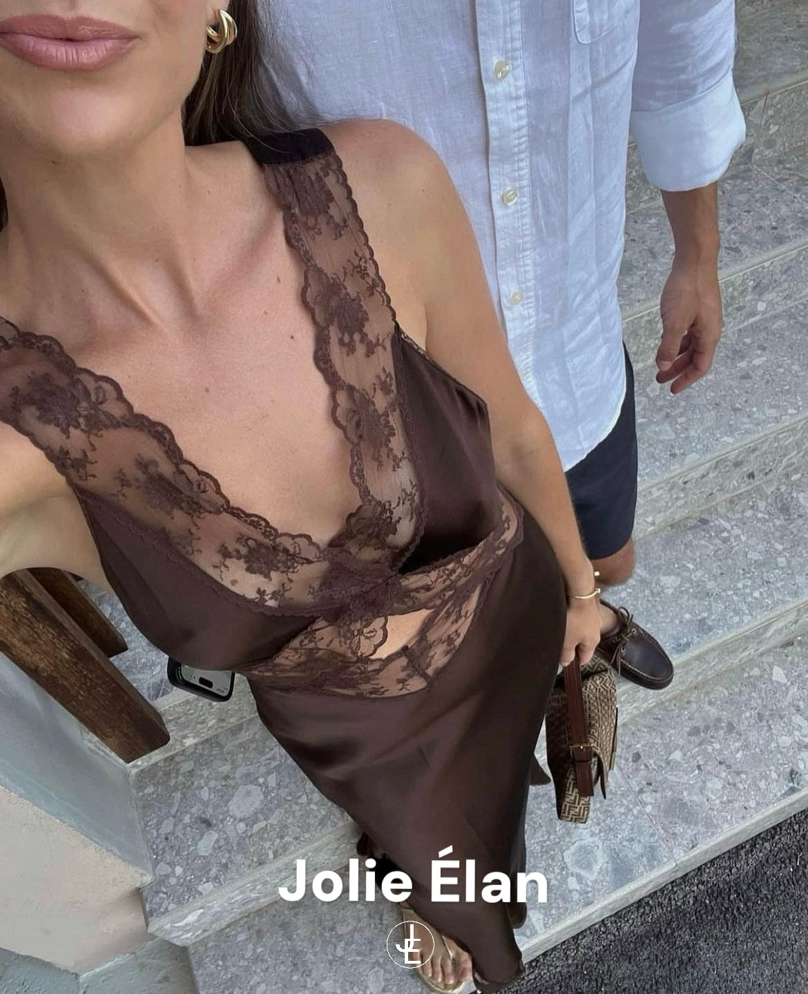 JolieElan · Paris upstart · French lace suspender sexy vacation nightdress old money long dress pajamas