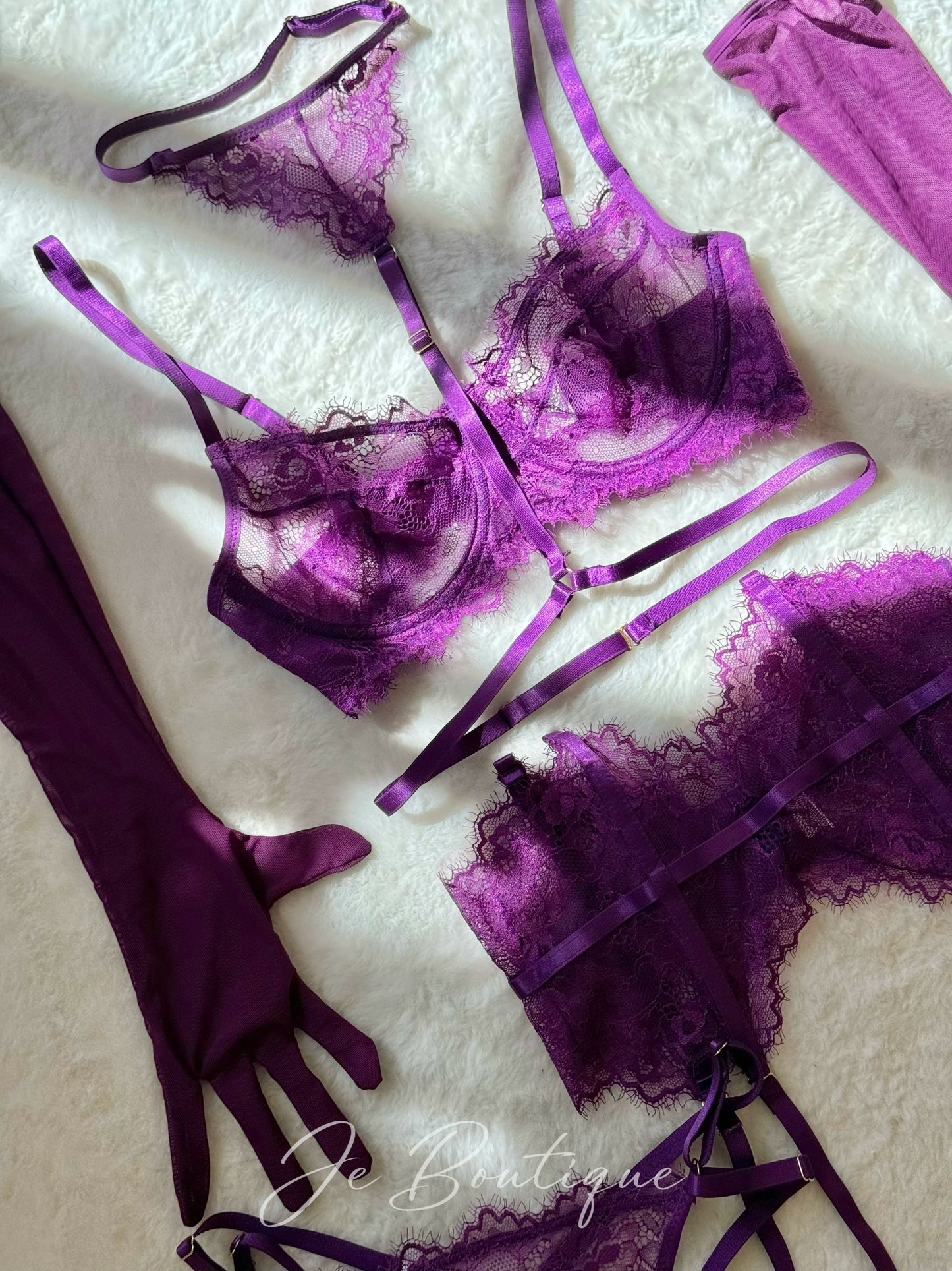 JolieElan · Delight Shark Hand · French Lace ins Embroidery Ultra Thin Sexy Perspective Underwear Set