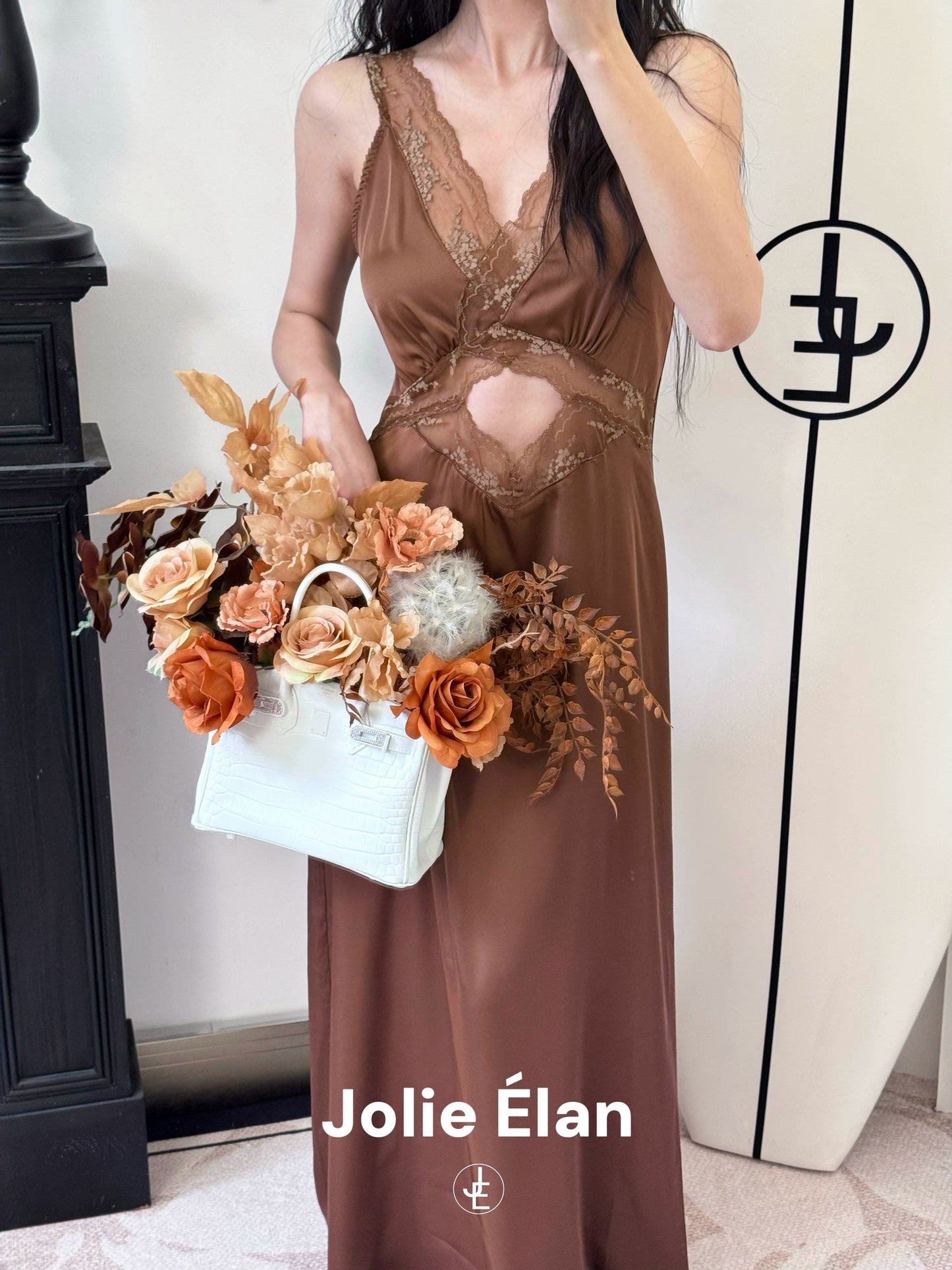 JolieElan · Paris upstart · French lace suspender sexy vacation nightdress old money long dress pajamas