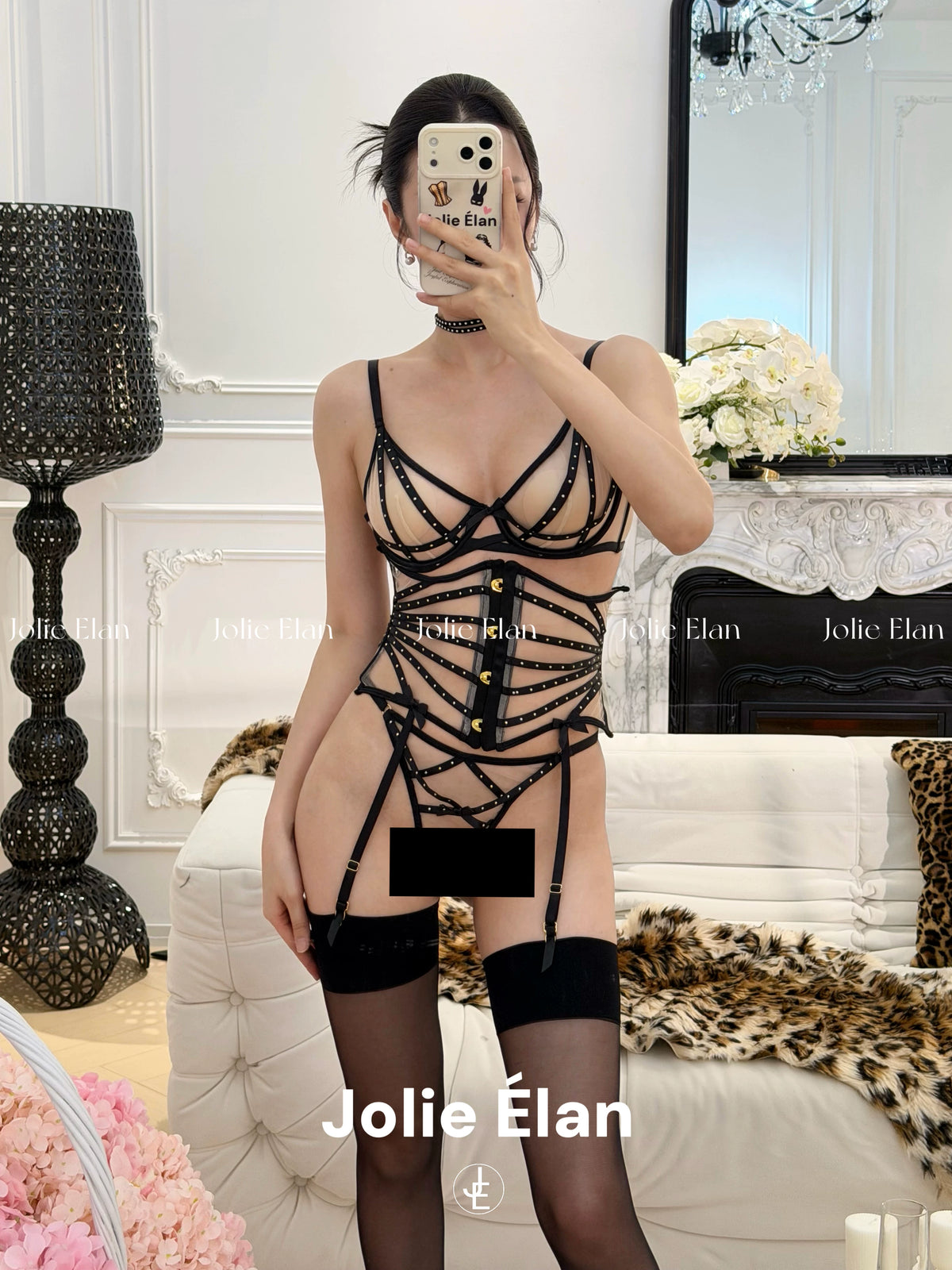 JolieElan · Beautiful Thug · AP Sexy Royal Sister Rivet Waist Perspective Mesh Premium Underwear Set