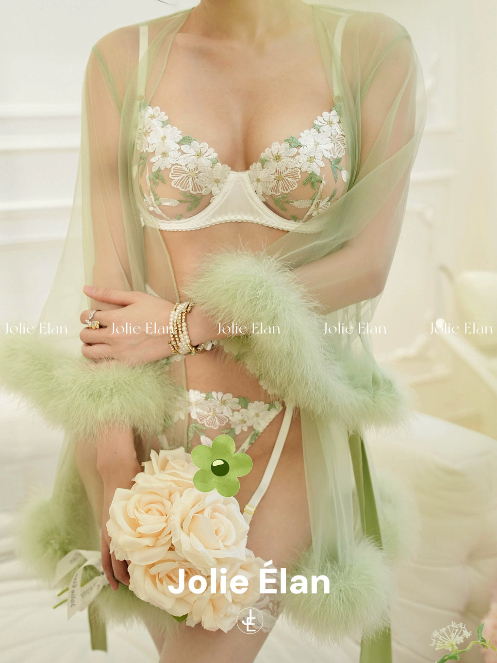 JolieElan · Budding · French Sexy Heavy Industry Lace Embroidery Pure Desire Premium Underwear Set