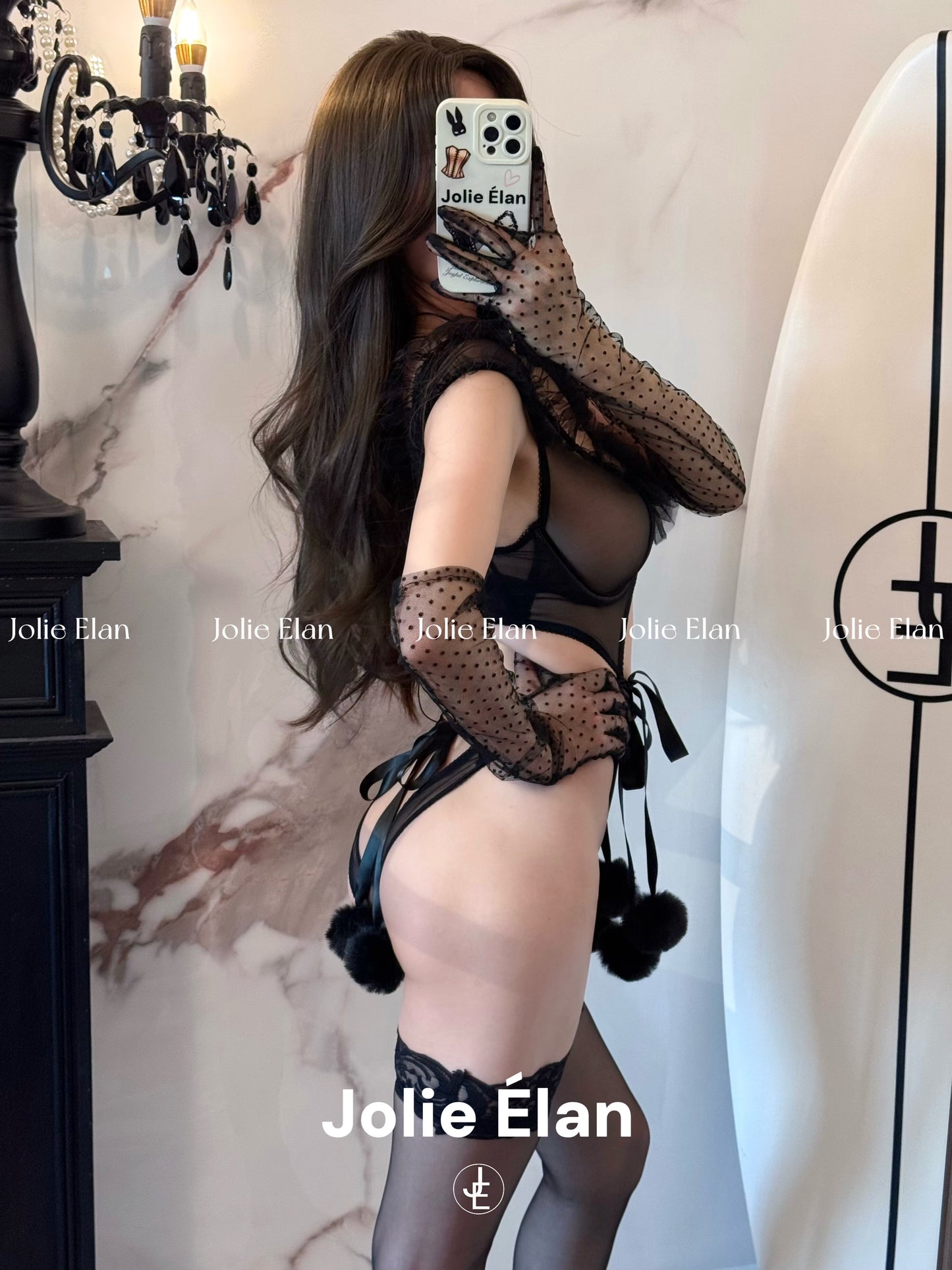 JolieElan · Rebel Game · Sexy Mesh Perspective Hollow Role Playing One-piece Lingerie Set