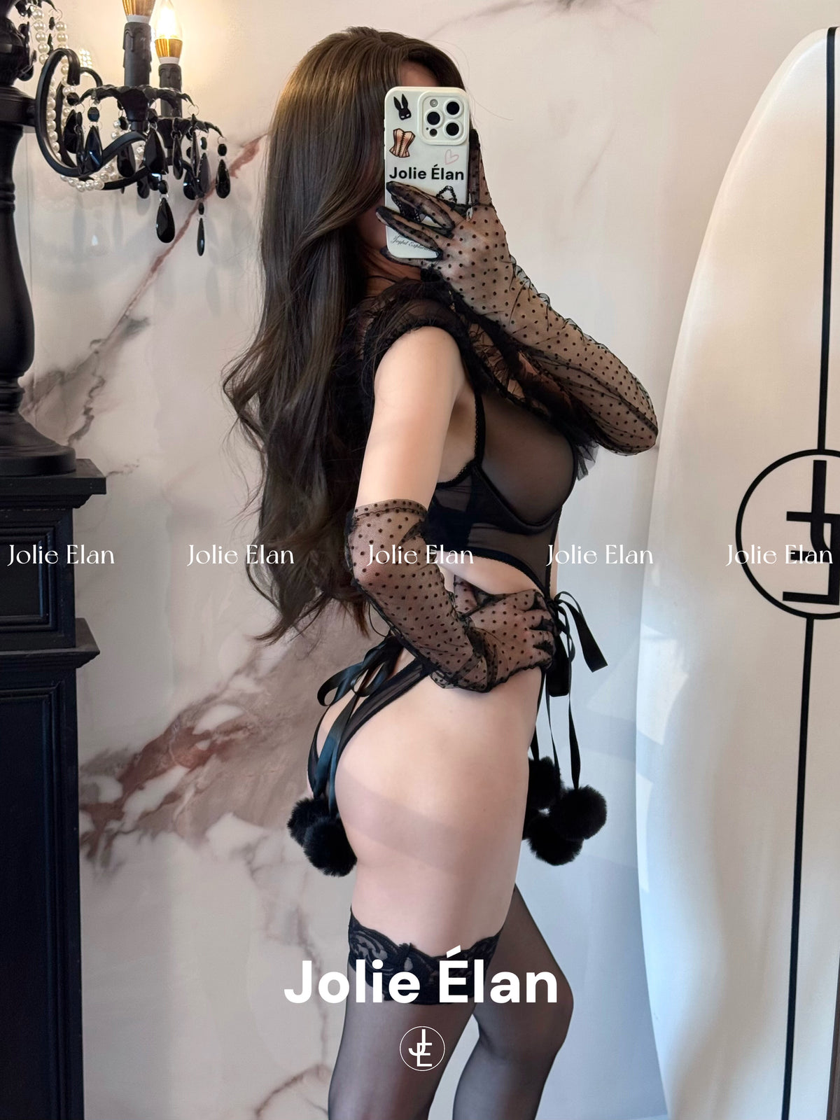 JolieElan · Rebel Game · Sexy Mesh Perspective Hollow Role Playing One-piece Lingerie Set