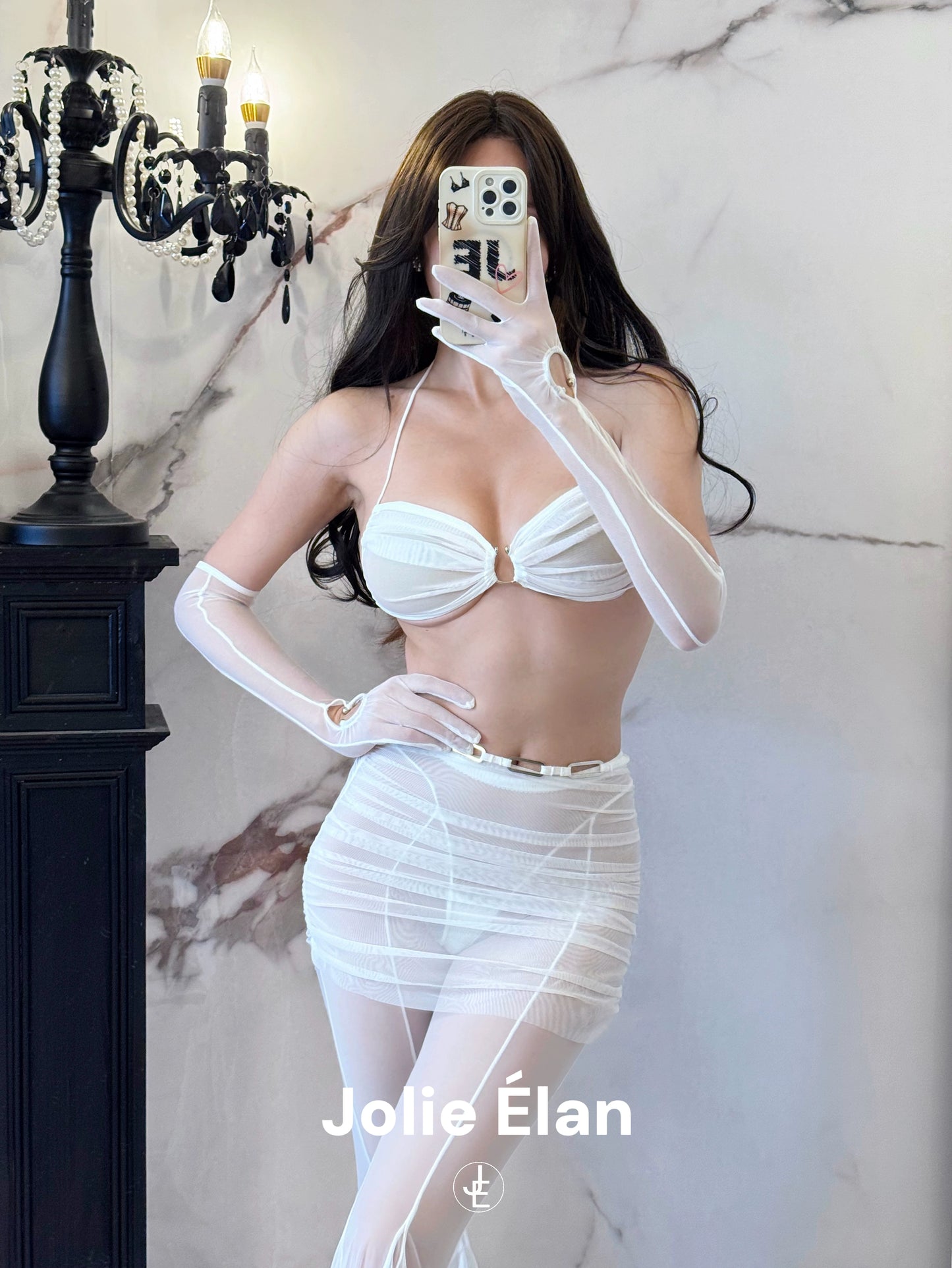JolieElan Mermaid Muse ins Mesh Perspective Premium French Holiday Sexy Lingerie Set