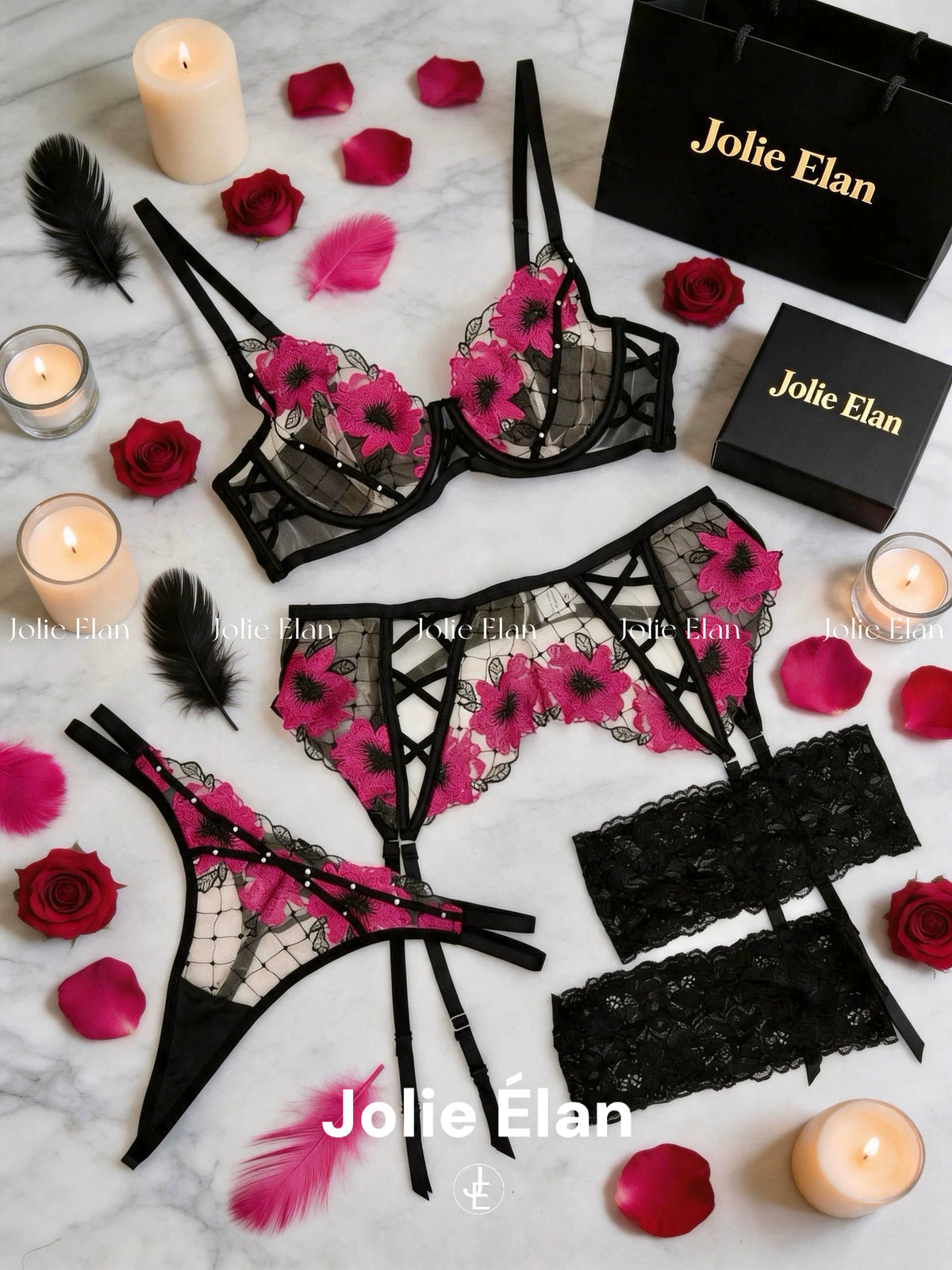 JolieElan Floyd Sexy Royal Sister Lace French Perspective Dating Premium Lingerie Set