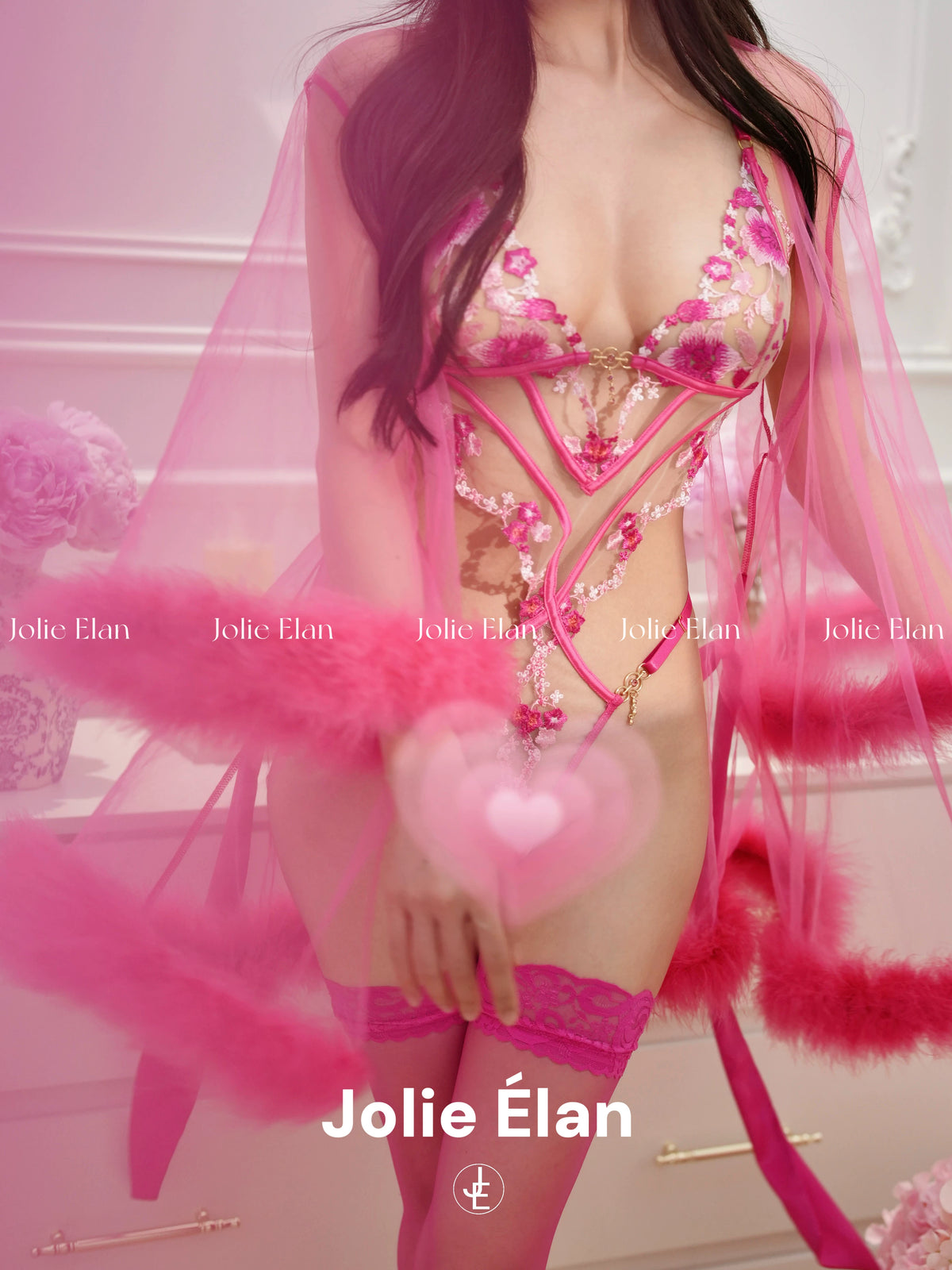 JolieElan · delicate and charming · French sexy heavy industry lace embroidery perspective high-end underwear set