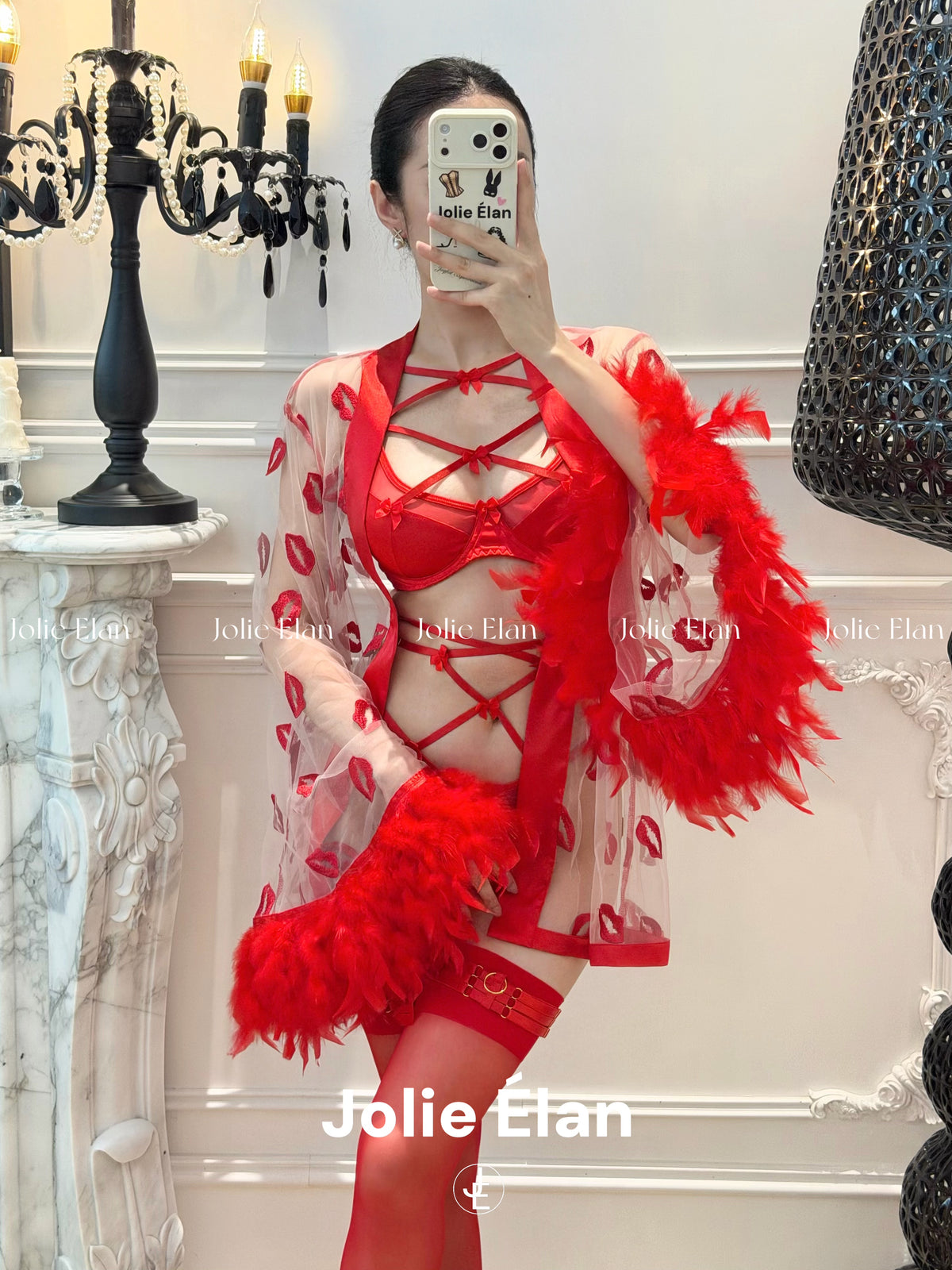 JolieElan · Heart Stunner · French Sexy Cross Bow Heavy Industry Dating Premium Lingerie Set