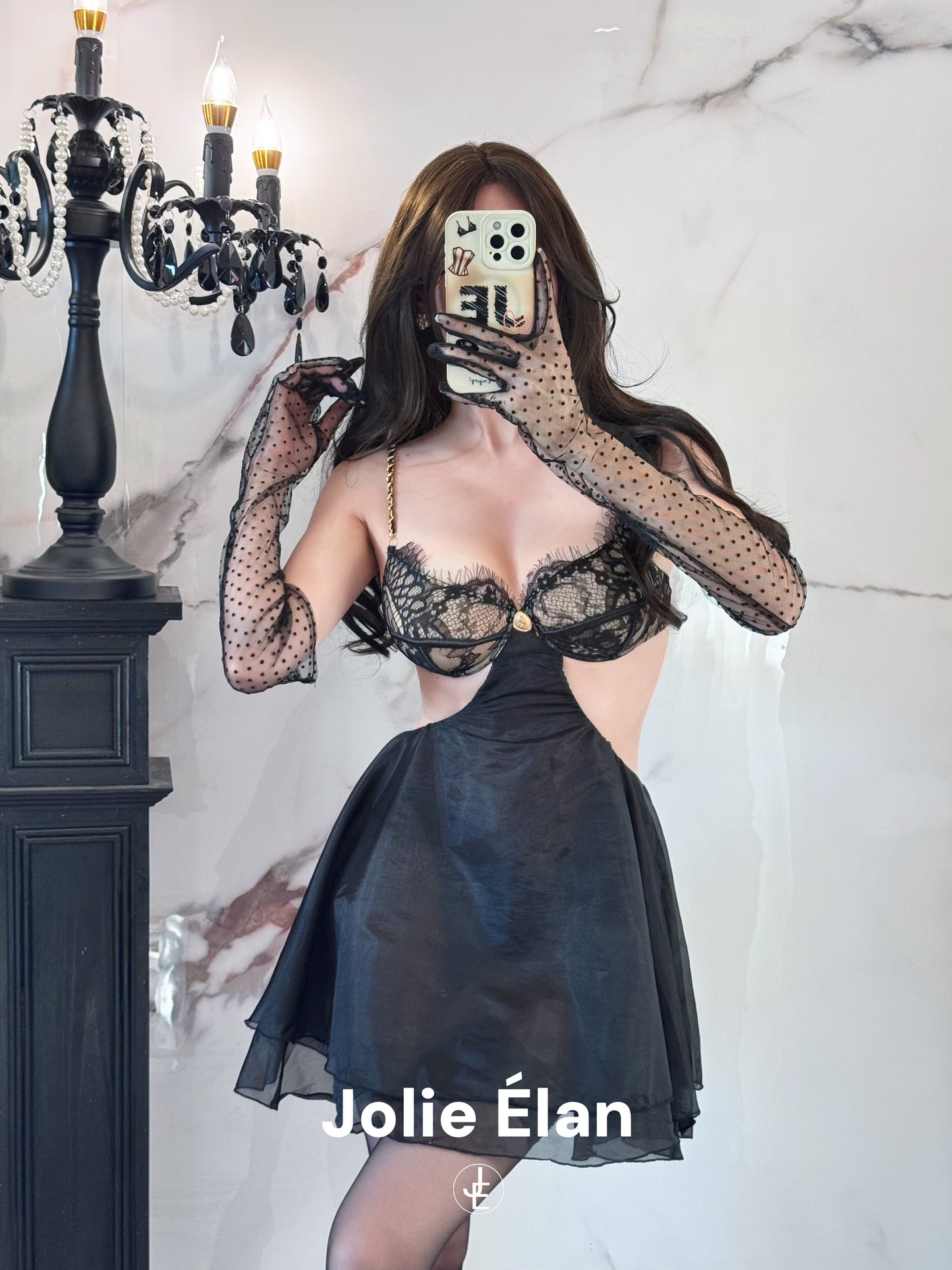 JolieElan coco miss sexy lace chain waist French vacation underwear set
