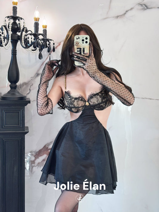 JolieElan coco miss sexy lace chain waist French vacation underwear set
