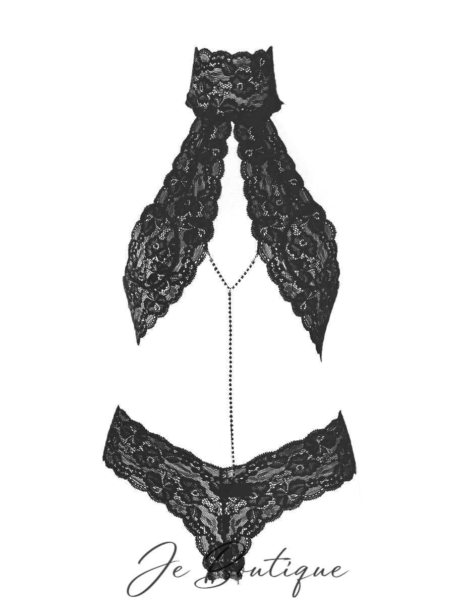 JolieElan · Swoon · Pure Feng Shui Diamond Lace Small Breasts Big Sexy Lingerie Set