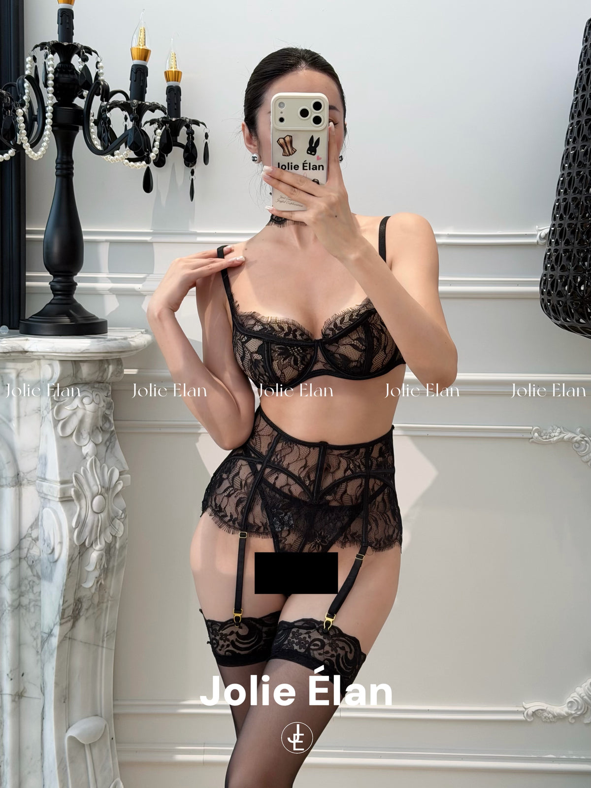 JolieElan · Sharp Beauty · Sexy and cold imperial sister lace perspective gathers high-end underwear set