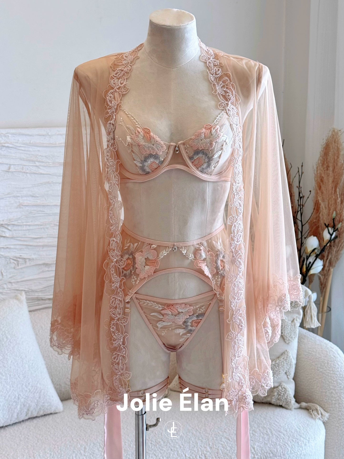JolieElan · Morning Monroe · Embroidered mesh perspective sexy French pure desire nightgown underwear set