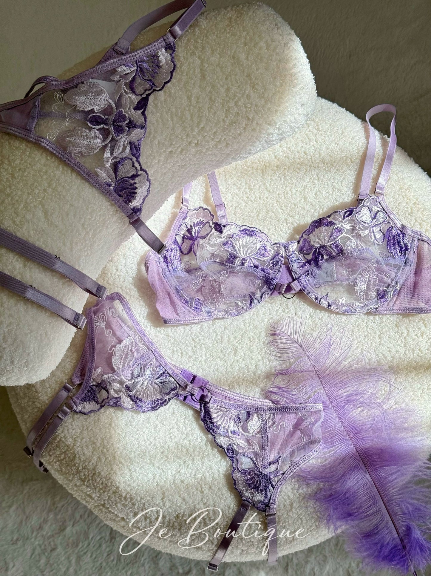 JolieElan Muse French lace ins embroidered ultra-thin sexy see-through underwear set