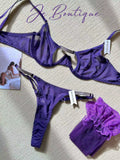 JolieElan · Purple Mist Charm · Premium French Diamond Sexy Mesh Underwear Set