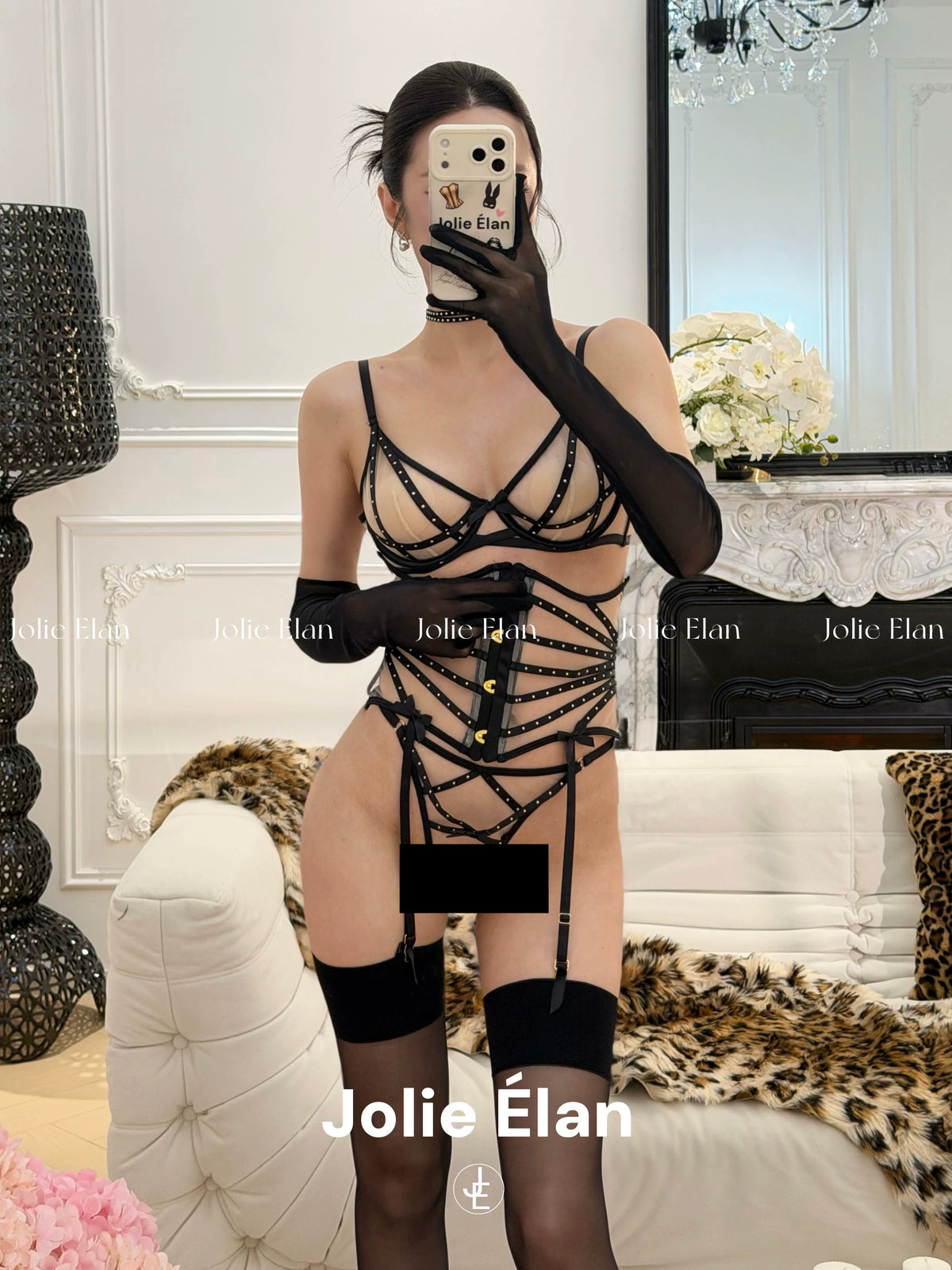 JolieElan · Beautiful Thug · AP Sexy Royal Sister Rivet Waist Perspective Mesh Premium Underwear Set