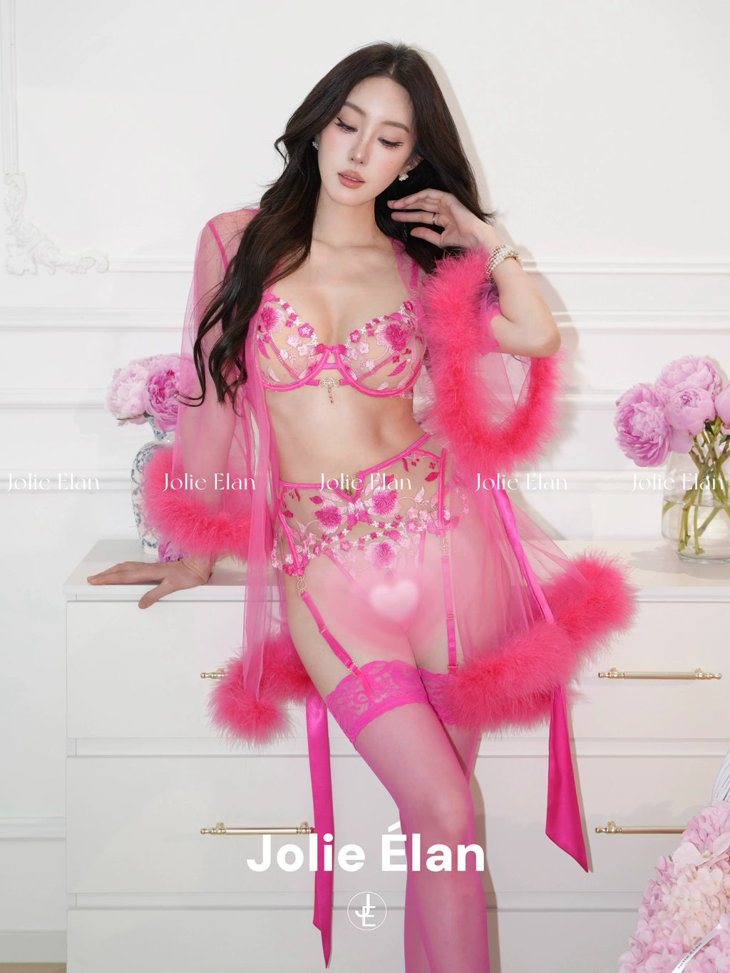 JolieElan · delicate and charming · French sexy heavy industry lace embroidery perspective high-end underwear set