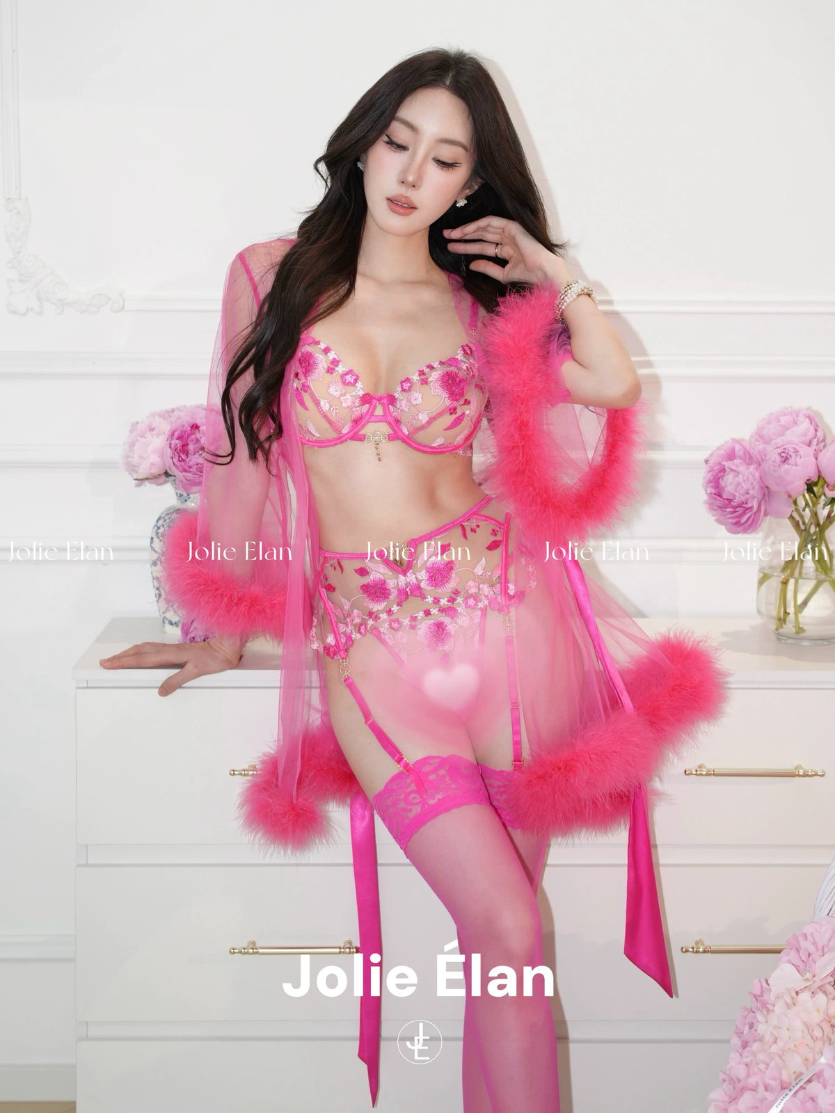 JolieElan · delicate and charming · French sexy heavy industry lace embroidery perspective high-end underwear set