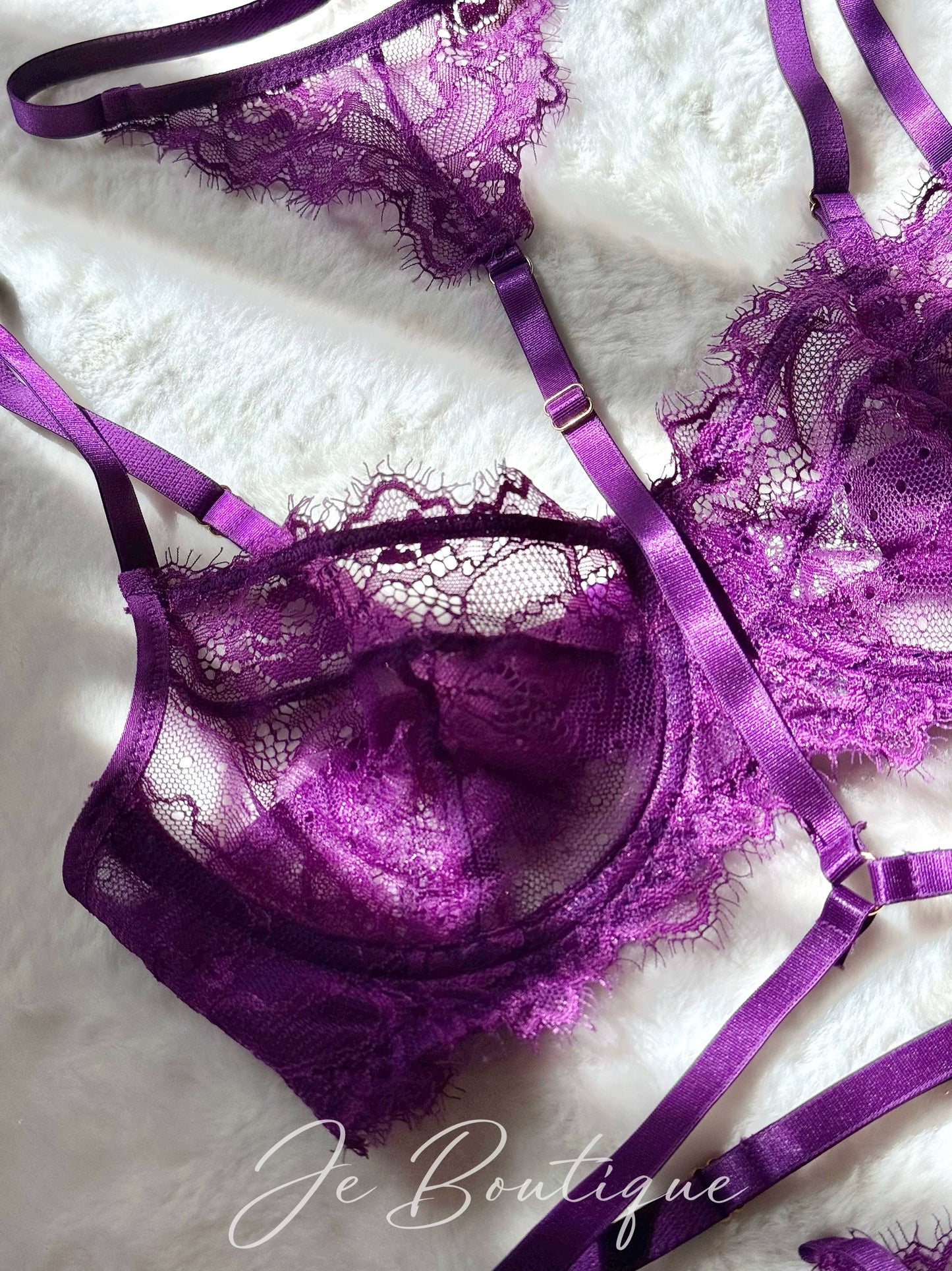 JolieElan · Delight Shark Hand · French Lace ins Embroidery Ultra Thin Sexy Perspective Underwear Set