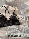 JolieElan · French Embroidery Lace Sexy Bikini Perspective Mesh Underwear Set Big Breasts Small