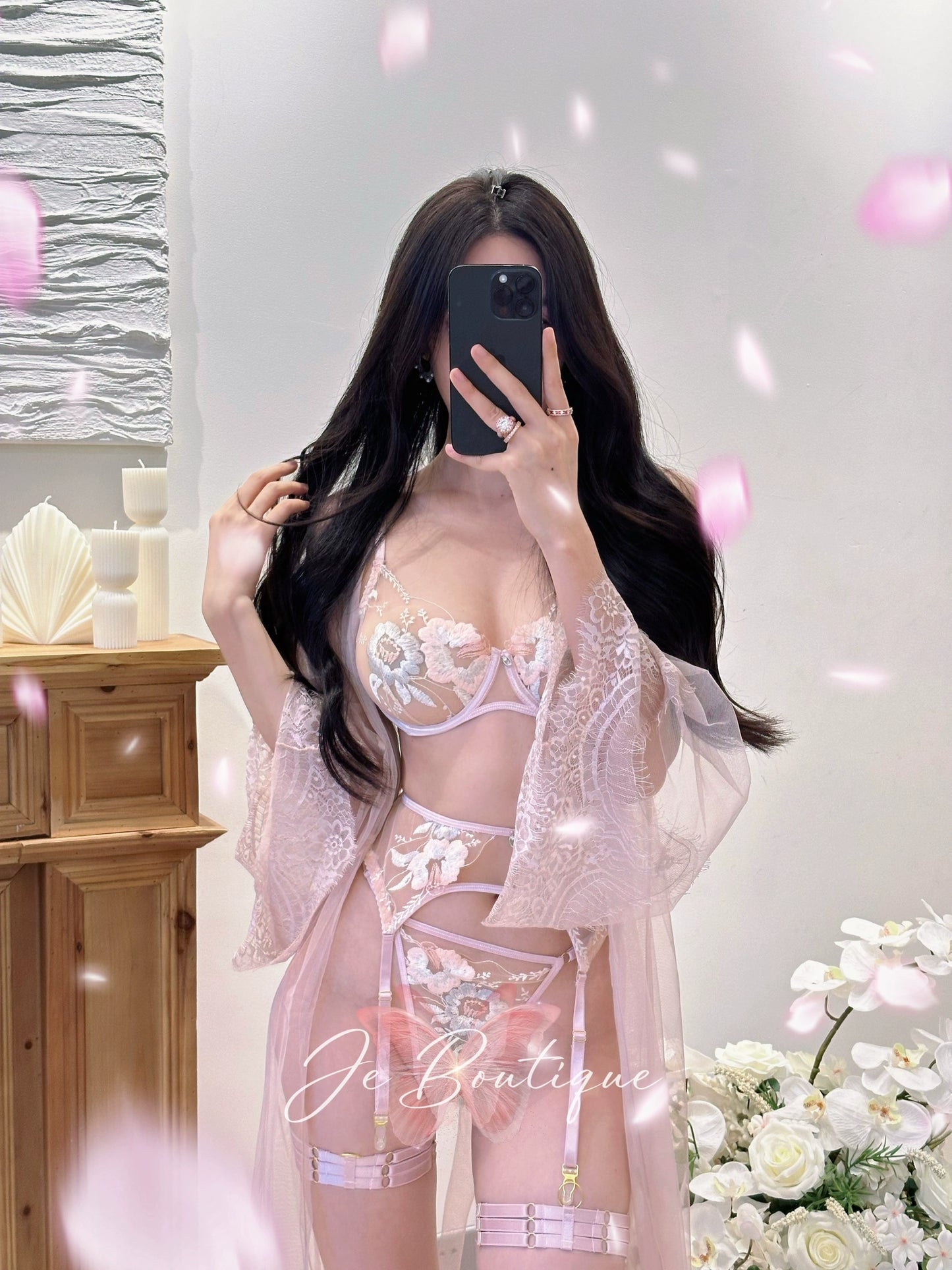JolieElan · Beloved Garden · French Holiday Pure Desire Embroidered Mesh Sexy Underwear Set
