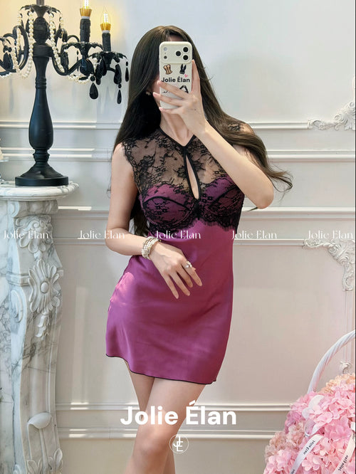 JolieElan Nanfa Rose French Pure Lace Sexy Silky Collected Chest Pad Pajamas Loungewear