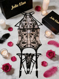 JolieElan · Rose Covenant · French Sexy Royal Sister Lace Embroidery Perspective Skinny Underwear Set