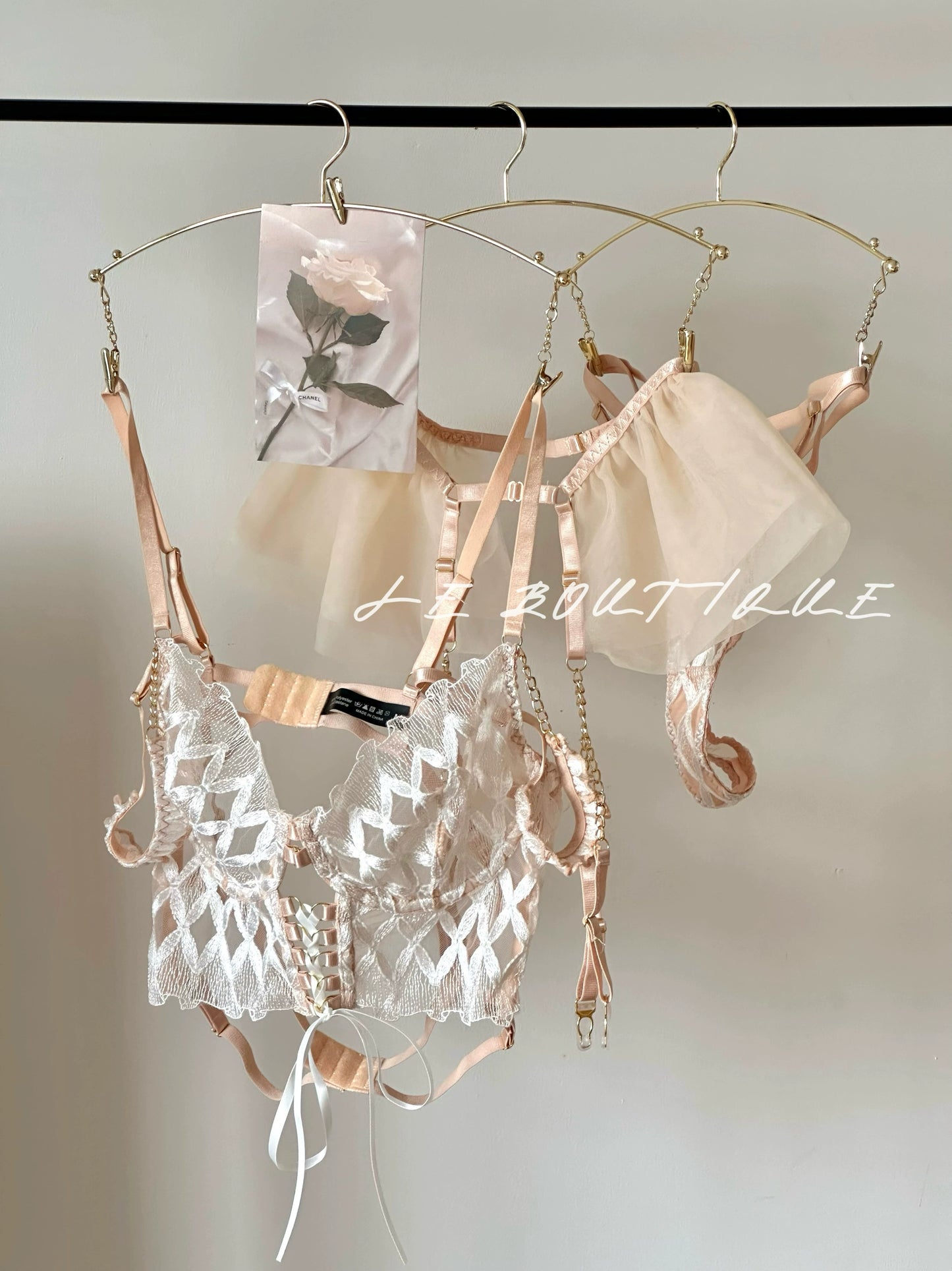 JolieElan · Ballet Girl · Premium French Strap Embroidered Bra Sexy Mesh Underwear Set