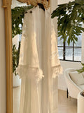 JolieElan · Moonlight Muse · French Celebrity Lace Embroidered Feather Long Gown Loungewear