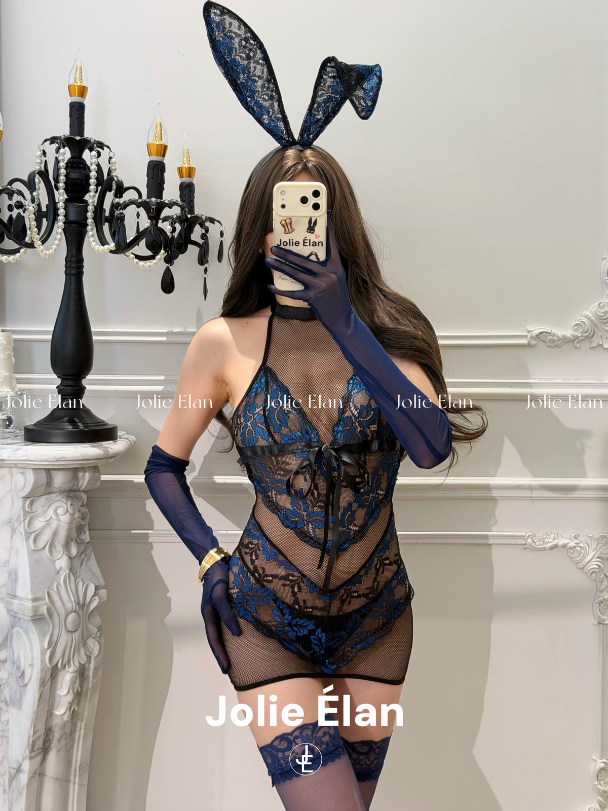 JolieElan · Cool Beauty · Royal Sister Sexy Spice Girl Blue Neck Lace Perspective Premium Underwear Cover