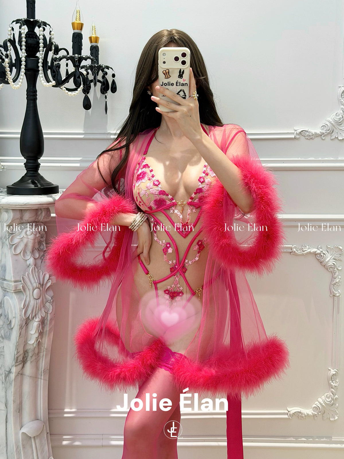 JolieElan · delicate and charming · French sexy heavy industry lace embroidery perspective high-end underwear set