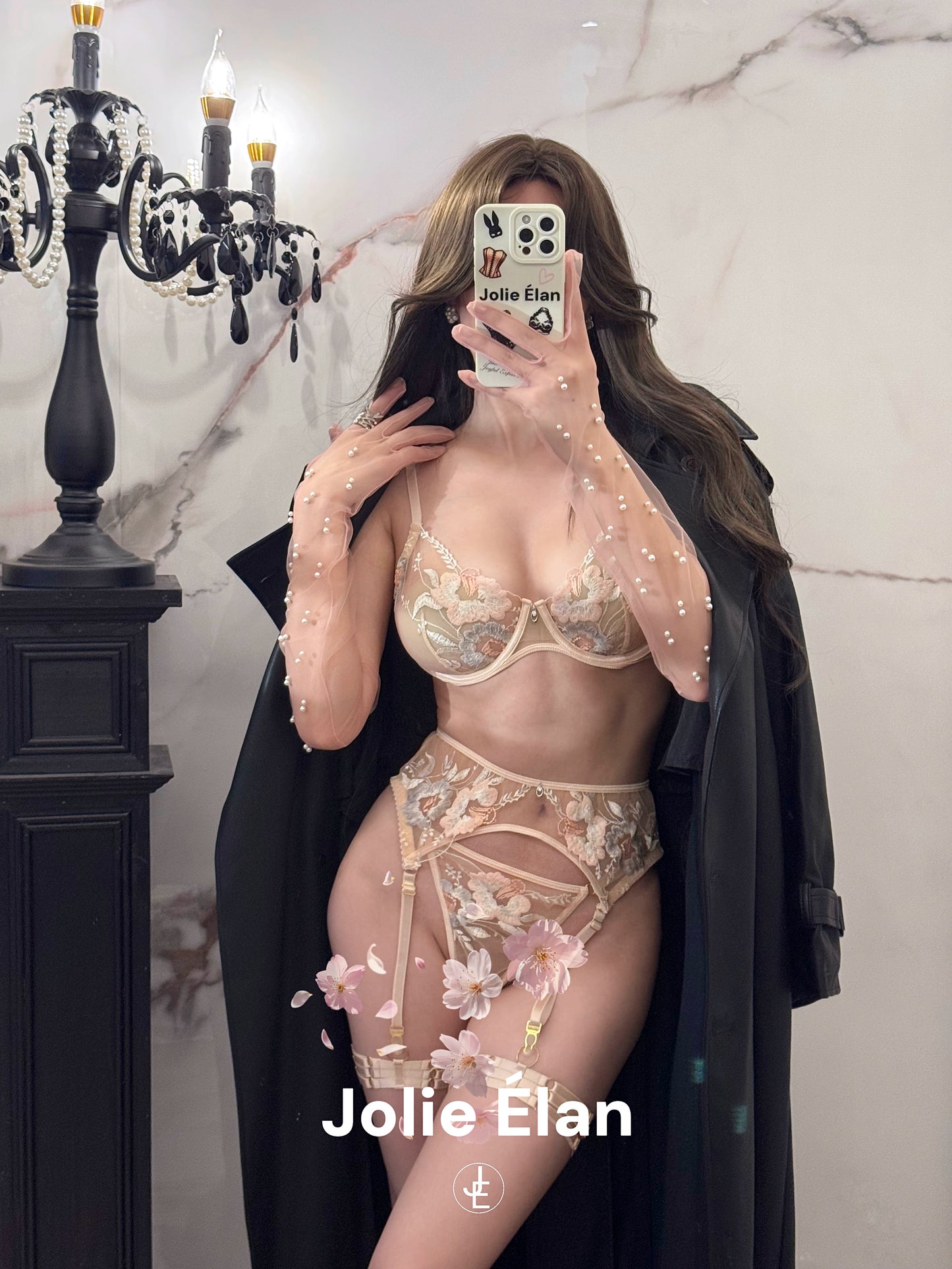 JolieElan · Morning Monroe · Embroidered mesh perspective sexy French pure desire nightgown underwear set