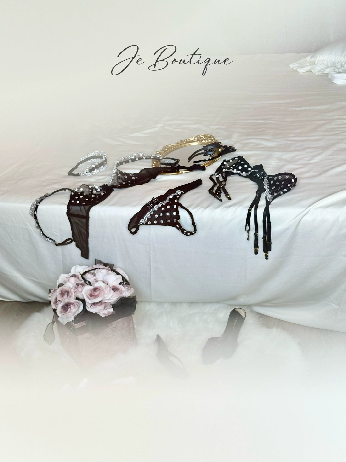 JolieElan Miss Polka Dot French Lace ins Lolita Sexy Lori Pure Lust Lingerie Set