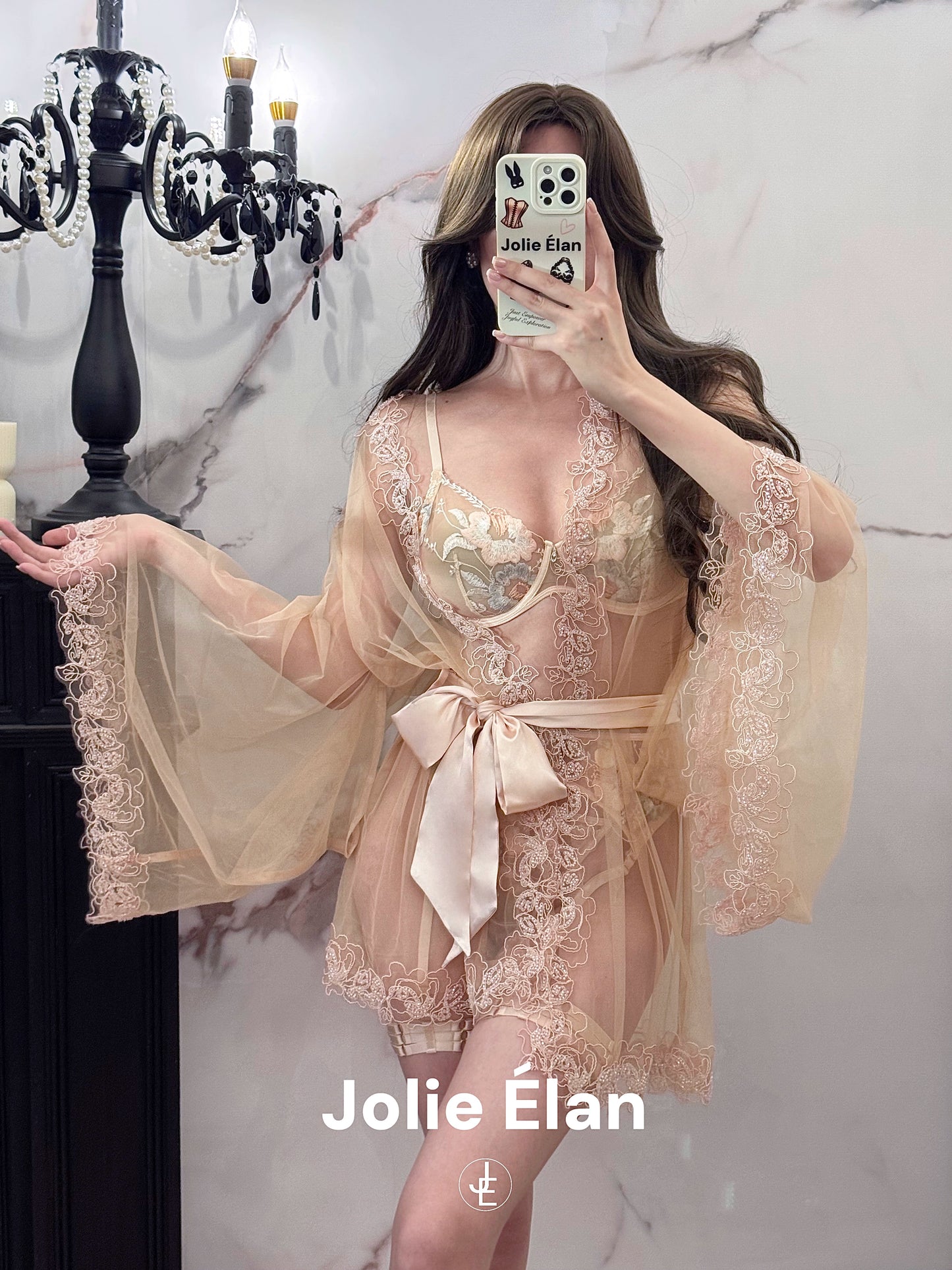 JolieElan · Morning Monroe · Embroidered mesh perspective sexy French pure desire nightgown underwear set