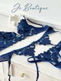 JolieElan Beverly Wife French Old Money Deep V Lace Embroidered Sexy Lingerie Set