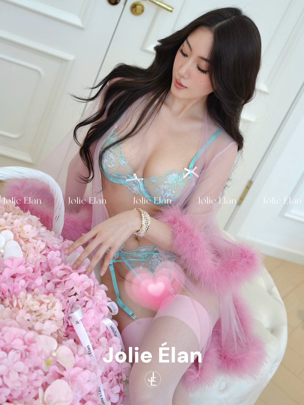 JolieElan · Dream love yarn · French light luxury sexy mesh yarn perspective firebird wool yarn robe nightgown morning robe