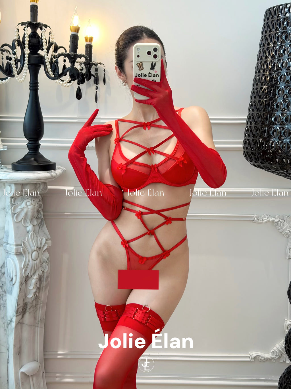 JolieElan · Heart Stunner · French Sexy Cross Bow Heavy Industry Dating Premium Lingerie Set