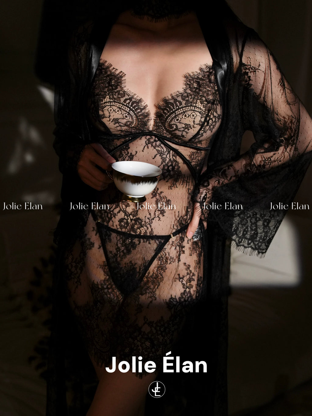 JolieElan · Summer Night Dreams · Pure Lace Straps Hollow Slits Suspender Dress Through Yarn Temptation