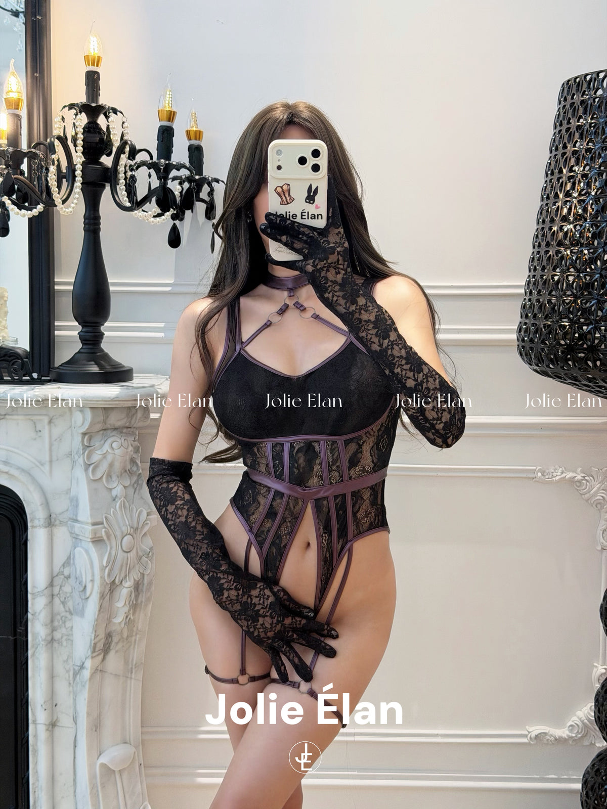 JolieElan · Born to be anti-bone · Sexy royal sister lace hollowed-out neck halter free one-piece underwear women