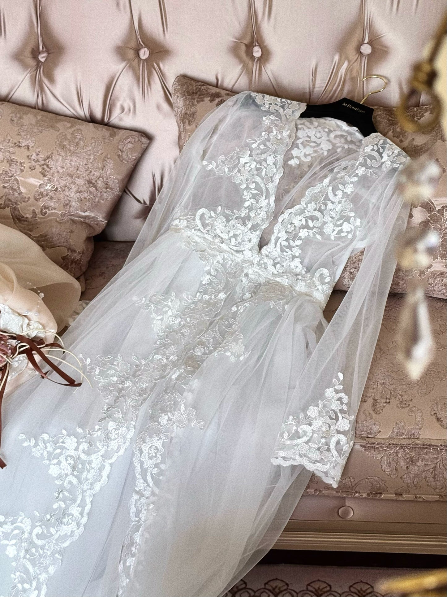 JolieElan · White Moonlight · Morning Robe Bride French Wedding Dress Embroidery Holiday Lace Sexy Underwear Set