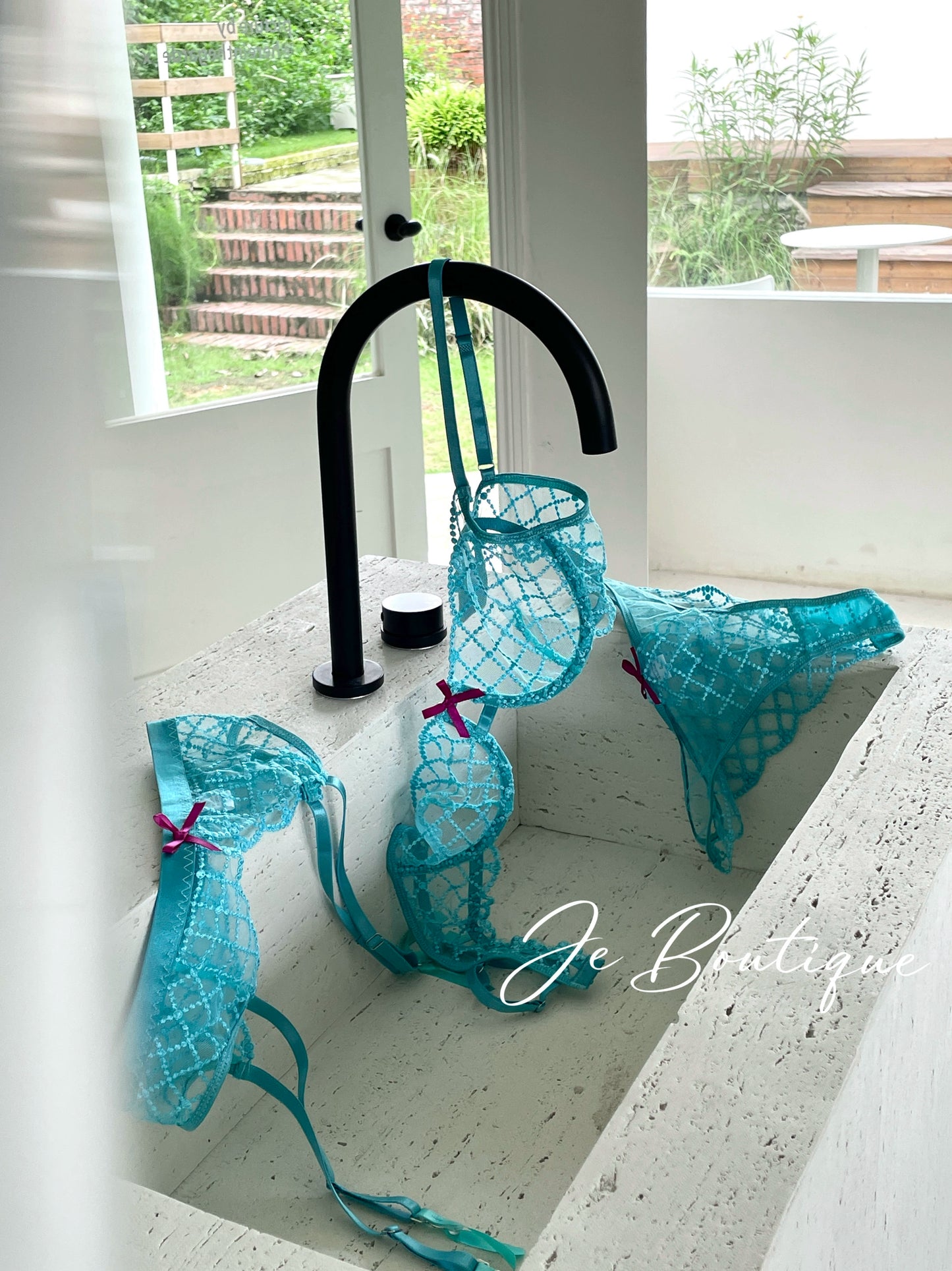 JolieElan · Mermaid Enchantress · French Lace Embroidery Ultra-thin Sexy Perspective Pure Desire Underwear Set