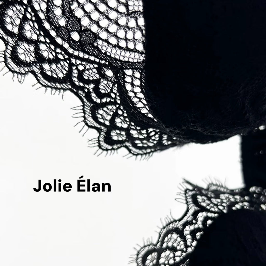 JolieElan · Black Swan · French Lace Mesh Perspective Ballet Girdle Fishbone Sexy Underwear Set