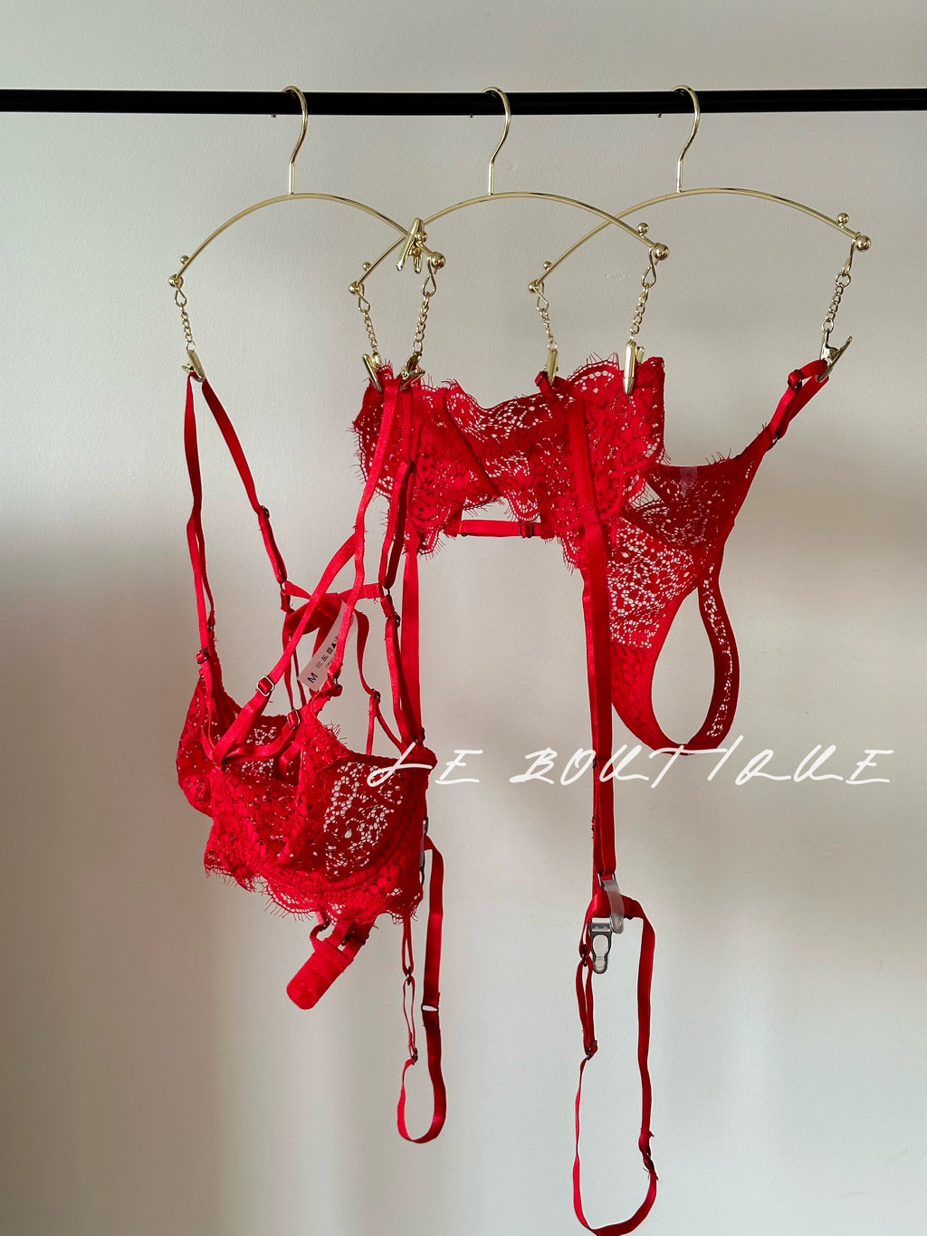 JolieElan · Deadly Woman · Natal Year Red Strap Gathering Lace Sexy Lingerie Set