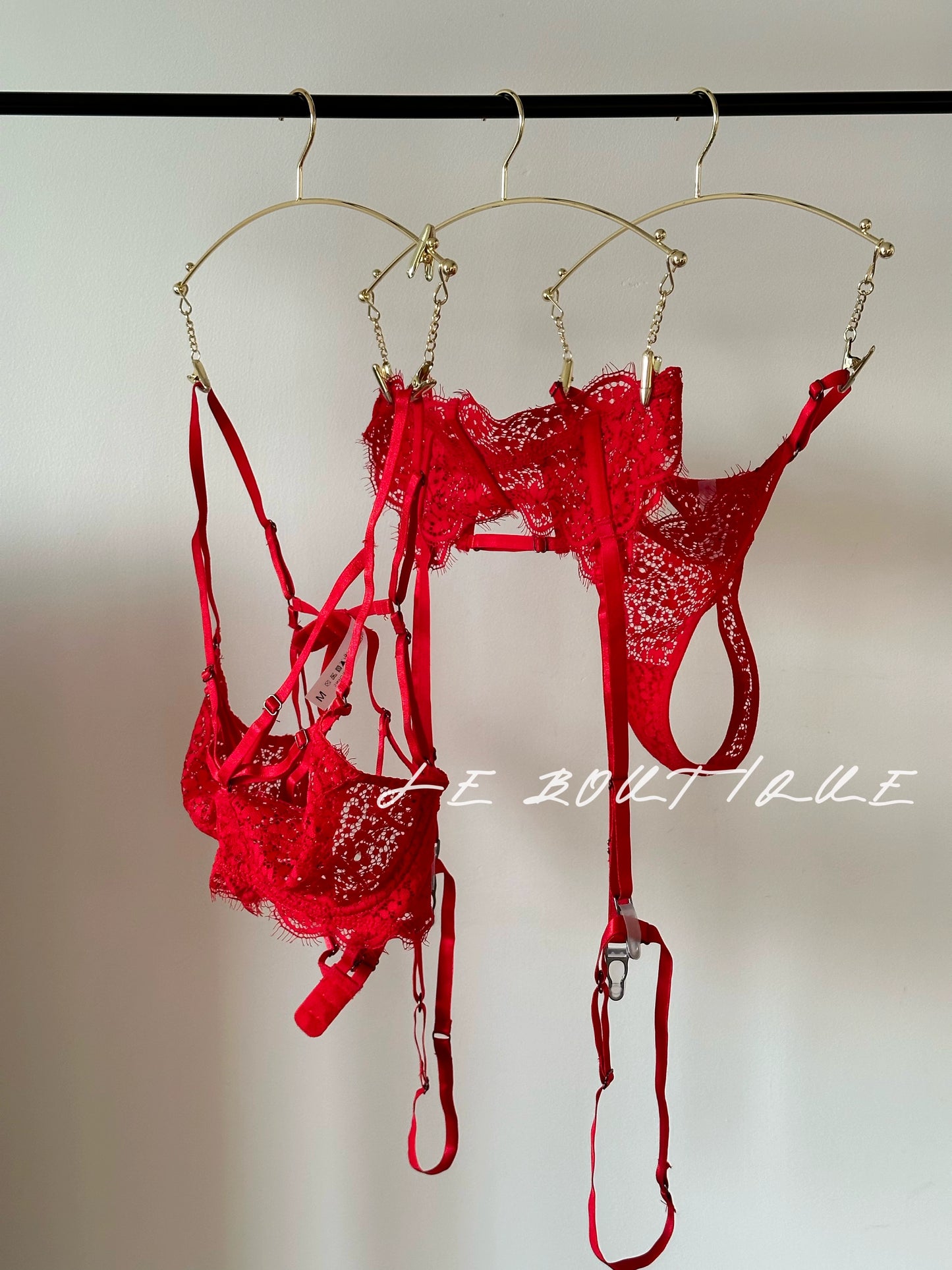 JolieElan · Deadly Woman · Natal Year Red Strap Gathering Lace Sexy Lingerie Set