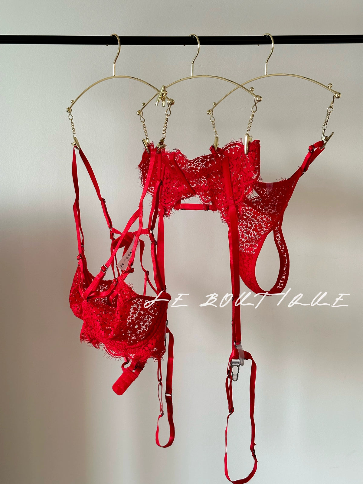 JolieElan · Deadly Woman · Natal Year Red Strap Gathering Lace Sexy Lingerie Set
