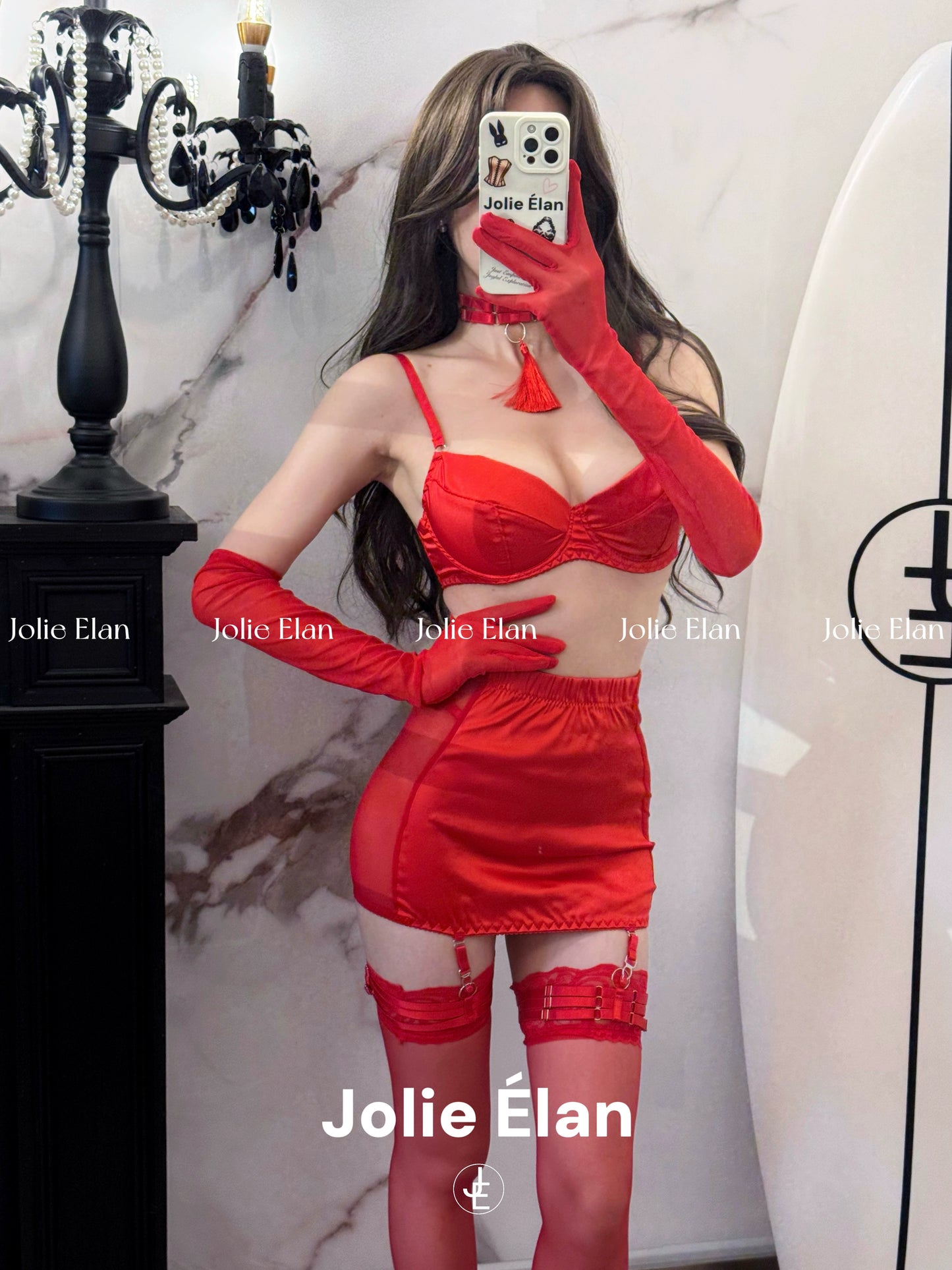 JolieElan · Sopranos daughter · Sexy mesh French tassel hip wrap perspective gathering underwear set
