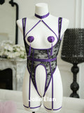 JolieElan · Addiction · Welfare Purple Royal Sister Sexy Spice Girl Lace Hollow No-Take Underwear Set