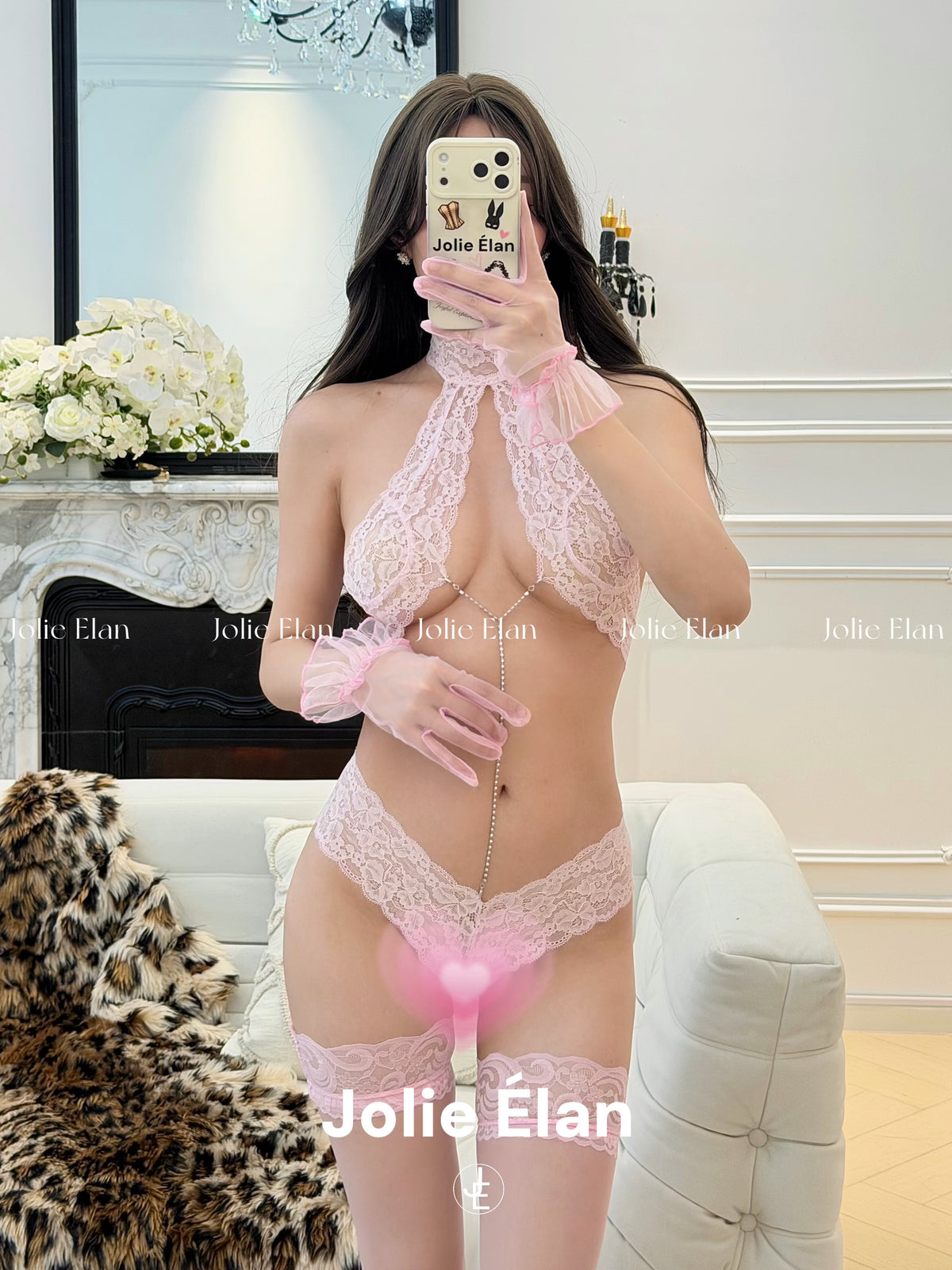 JolieElan · Swoon · French Sexy Pure Lace Flash Diamond Seduction Premium Lingerie Set