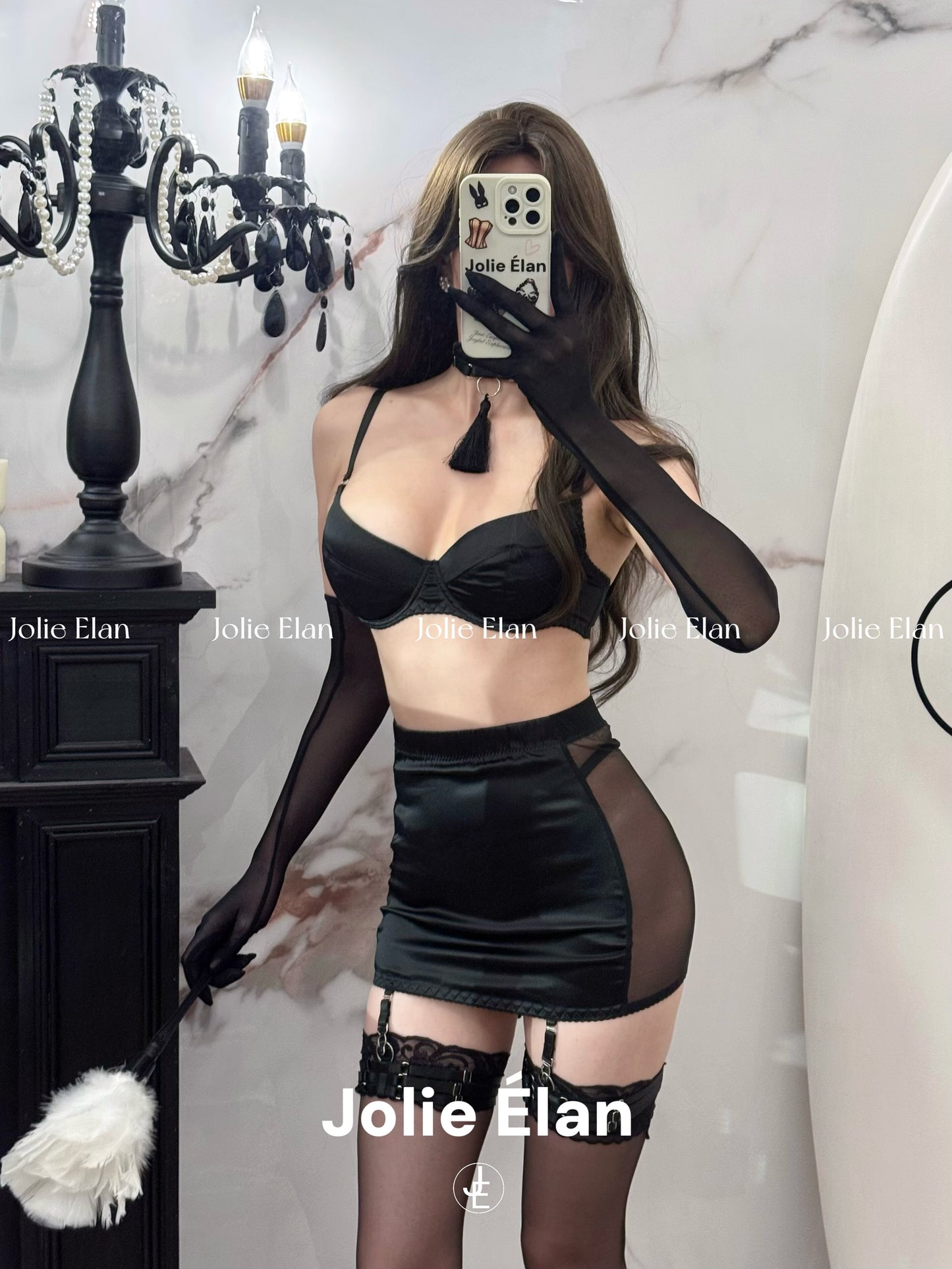 JolieElan · Sopranos daughter · Sexy mesh French tassel hip wrap perspective gathering underwear set