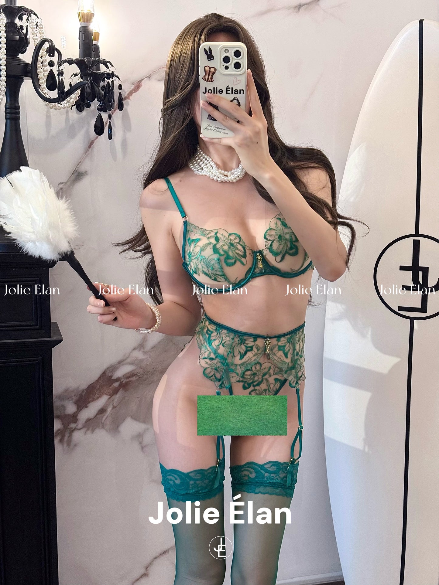 JolieElan · Wizard of Oz · French lace mesh embroidery sexy perspective gathering underwear set